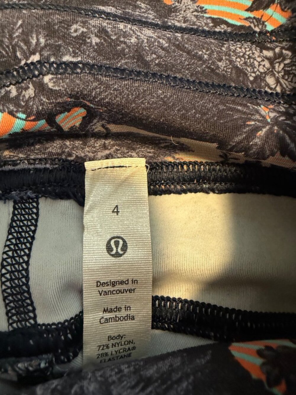 Lululemon Womens Printed Athletic Leggings With Side Pockets Size 4 - Picture 5 of 5